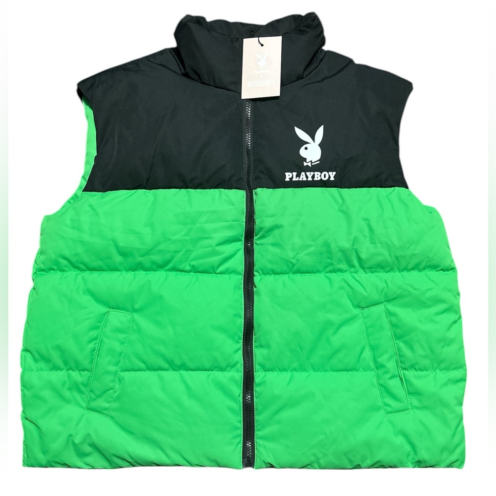 Playboy Vibrant Green Puffer Vest NWT